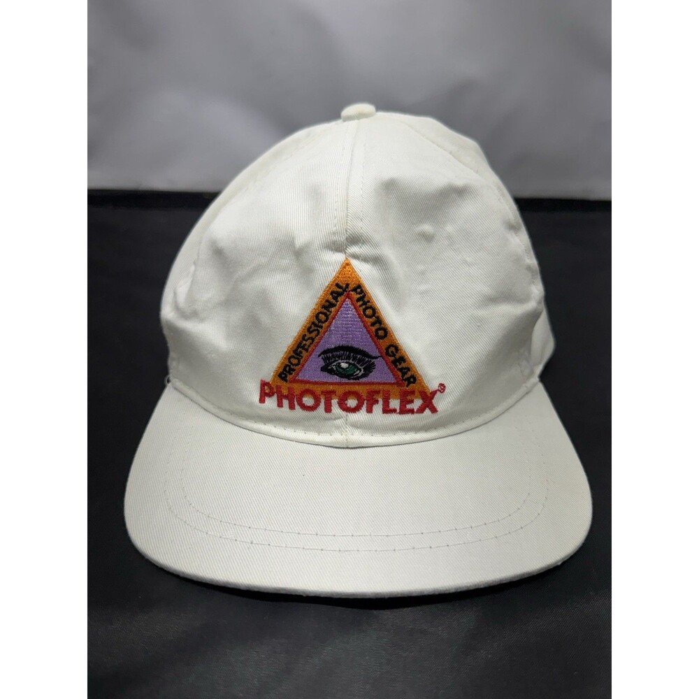 Vintage Photoflex Professional Photo Gear Eye Logo Adjustable White Hat